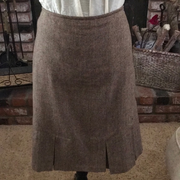Me George Brown Tweed A-Line Bottom Pleats Skirt - Picture 2 of 3